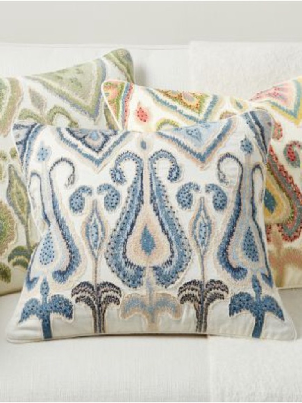 Pottery Barn Yalla Embroidered Square Pillow Cover 100% Cotton